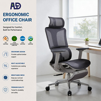 Chaise de bureau ergonomique en maille avec appui-tête réglable, soutien lombaire, accoudoirs 3D, dossier haut, pivotante, pour le travail sur ordinateur à domicile ou au bureau