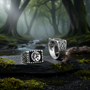 Bague loup pour hommes, en argent Sterling 925K, bijou masculin - Product Image 3