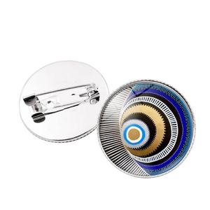 Pin de Ojo Turco Azul con Cuentas - Broche Metálico con Cúpula de Cristal para Solapa - 2.5cm, Diferentes Tamaños, Venta al por Mayor - Product Image 5
