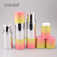 Tube vide double embout pour stick blush et contour avec applicateur, emballage stick correcteur crémeux double tête dégradé argenté