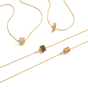 Stainless Steel Rhinestone Pendant <b>Necklace</b> With Pave Setting For Women Gift Jewelry - Product Image 5