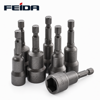 FEIDA Jeu de 5-14 embouts hexagonaux magnétiques métriques robustes 6-19mm 65mm, embouts de vissage hexagonaux 1/4 40Cr pour visseuse à chocs
