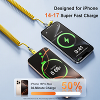 Câble de charge rapide 4-en-1 à ressort 60W, multi-charge rapide et transfert de données, cordon de charge rétractable pour tous les téléphones - Offre Spéciale