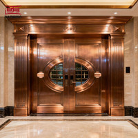 Porte d'entrée d'hôtel en cuivre patiné, résistante au feu, antirouille, robuste, couleur personnalisée, garantie 3 ans