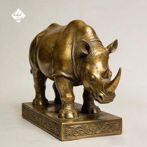Artisanat Métallique Artisanal en Métal <span class=keywords><strong>Rhinocéros</strong></span> Faune Sauvage, Sculpture Décorative, Ornements, Cadeaux pour Événements et Conférences - Product Image 1