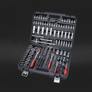 Tomac 202 pièces 1/4" 3/8" 1/2" Offre Spéciale Ensemble d'outils de réparation multifonction avec poignée à cliquet réversible et douilles à cliquet en CrV, en coffret - Product Image 1
