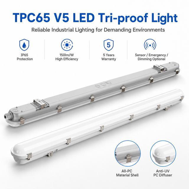 SMD2835 Tri-Proof LED Linear Light 20-60W IP65 Waterproof Vapor-Tight for Industrial & Warehouse Use High CRI 90 5-Year Warranty