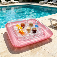 Accessoires pour fête au bord de la piscine, plateau flottant gonflable pour boissons, porte-gobelets en PVC écologique épais, panier à nourriture pour l'été et la plage
