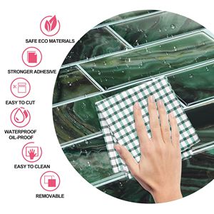 Tuiles en vinyle autocollantes 3D <span class=keywords><strong>de</strong></span> style moderne, imperméables, <span class=keywords><strong>mosaïque</strong></span> <span class=keywords><strong>de</strong></span> métro, décoration murale pour <span class=keywords><strong>salle</strong></span> <span class=keywords><strong>de</strong></span> <span class=keywords><strong>bain</strong></span> et cuisine, autocollants 3D - Product Image 3