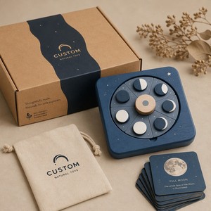 Disque d'apprentissage des phases lunaires en bois Montessori personnalisé, jeu d'astronomie sur le cycle lunaire pour enfants avec cartes éducatives sur l'espace - Product Image 2