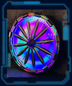 Ventilador Turbo Personalizable con Luz, Estilo Tecnológico, Fondo de Hierro Forjado, Decoración Metálica para Bares y KTV - Product Image 5