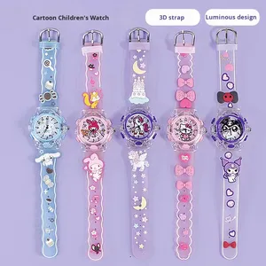3D de dibujos animados Sanrio colorido luminoso cristal puntero niños <span class=keywords><strong>reloj</strong></span> de cuarzo My Melody Hello Kitty estudiante <span class=keywords><strong>reloj</strong></span> al por mayor - Product Image 1