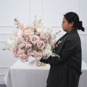 Boule de fleurs artificielles en soie de haute qualité, centre de table pour mariage, décoration de table, forme ronde, boule de roses - Product Image 3