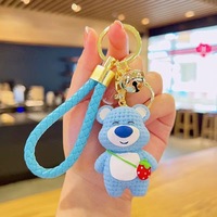 Vente en gros de pendentif petit ours tissé mignon sac à dos pendentif poupée pendentif couple sac tentures chaîne cadeau décoratif porte-clés de voiture panda