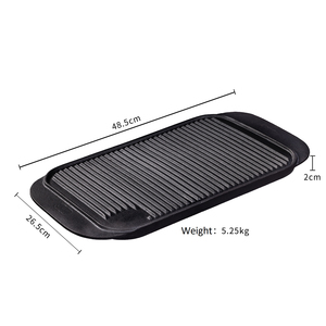 Plancha Rectangular de Hierro Fundido Precurada con Borde Elevado para Freír y Asar - Product Image 5