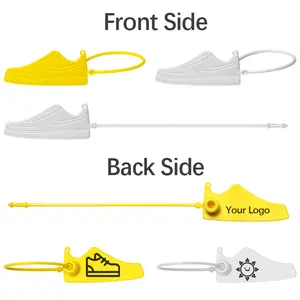 Custom Yellow Shoes Tag Disposable Printed Brand Logo Garment Hang Label Tag Plastic seal for Air Shoes 160mm/6.3"