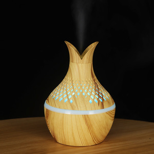 Wood Grain Aroma Diffuser 300Ml Ultrasonic <b>Humidifier</b> With Led Light For Home Use - Product Image 3