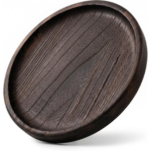 Plateau rond en bois de Paulownia foncé de style japonais, 30 cm, en bois massif fait à la main, pour la maison, le bureau, la présentation de bijoux - Product Image 5