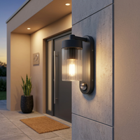Applique murale LED vintage haute puissance super lumineuse avec détecteur PIR, étanche IP54, en aluminium, pour jardin et extérieur, alimentation électrique