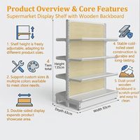 Étagère murale de présentation pour magasin de puériculture, robuste, multi-niveaux, en métal, avec panneau arrière en bois