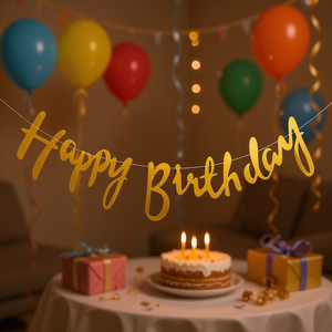 Bannière Joyeux Anniversaire en feuille d'or 4M, décoration de fête, 6 pièces - Product Image 3