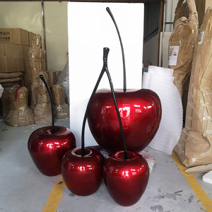 Grande statue de pomme cerise en résine fibre de verre moderne usine de <span class=keywords><strong>fruits</strong></span> colorés pour la décoration de Noël Design créatif doux - Product Image 5