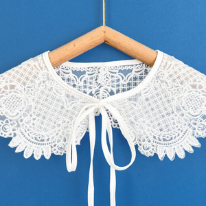 Venta al por mayor hecho a mano Vintage blanco Organza encaje Peter Pan <span class=keywords><strong>Collar</strong></span> bordado desmontable falso <span class=keywords><strong>Collar</strong></span> para niños ropa - Product Image 2