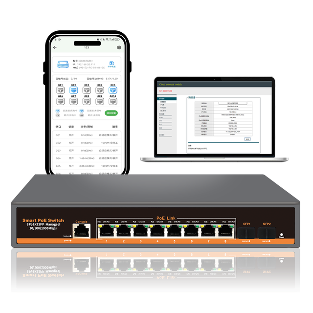 Hot Style Full Gigabit 1000Mbps 8 Ports Web Management Poe Switch  with SNMP Support for Network Monitoring