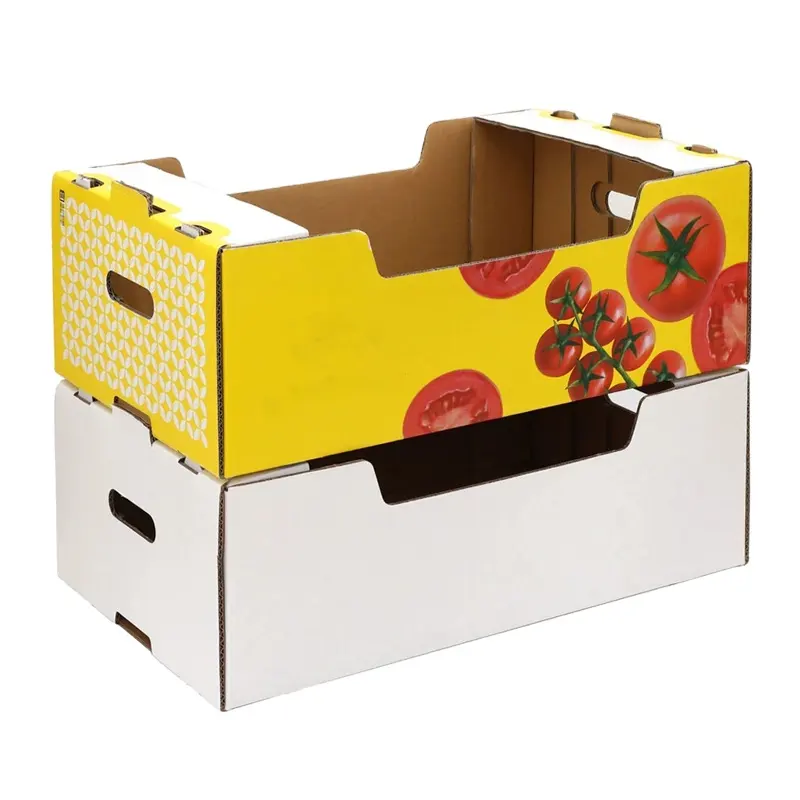 Papel ondulado personalizado impresso, cerejas, pêra, laranja, maçã, limão, manga, banana, frutas, vegetais, embalagem, caixa de papelão para envio