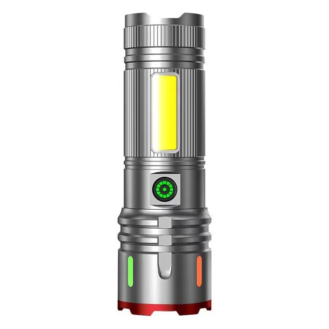 Cross-border White-Laser Flashlight Telescoping Zoom COB Side Light Long-Lasting Battery Life Vibrant Fluorescent Work Light