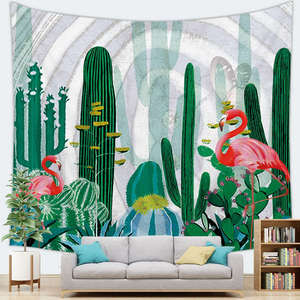 Cactus plante <span class=keywords><strong>fleur</strong></span> aquarelle peinture <span class=keywords><strong>tapisserie</strong></span> tenture murale Hippie tapisseries pour la décoration intérieure salon chambre grande taille - Product Image 2