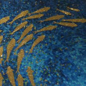 Mosaïque en verre moderne <span class=keywords><strong>de</strong></span> luxe, art mural artisanal en forme <span class=keywords><strong>de</strong></span> poisson, verre artistique décoratif pour les murs <span class=keywords><strong>de</strong></span> la salle <span class=keywords><strong>de</strong></span> bain - Product Image 2