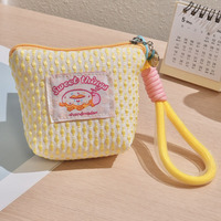 Dompet Koin Lucu Tas Kosmetik Mini Jaring dengan Tali Pergelangan Tangan Gantungan Kunci Tas Penyimpanan Multifungsi Organizer Hadiah Kantong Makeup