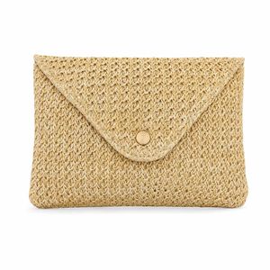 Reusable Natural <b>Straw</b> Clutch <b>Bag</b> Custom Logo Woven Envelope Purse with Canvas Lining OEM ODM Wholesale Manufacturer - Product Image 3