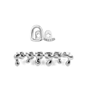 Toptan Hip Hop pirinç 18k altın kaplama yağmur damlaları diş <span class=keywords><strong>Grillz</strong></span> bakır dişler erkekler için rapçi takı - Product Image 6