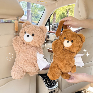 <b>Cute</b> Plush <b>Bear</b> Car Tissue Box Hanging Cartoon Style For Car And Home Use - Product Image 3