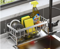 Égouttoir éponge de cuisine au-dessus de l'évier avec cintre à chiffon Étagère de rangement pour torchons de robinet en métal Égouttoir à vaisselle en acier inoxydable