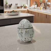 Nordique Pâques Art Déco Pâques Glaçure Oeuf Pot En Céramique Avec Couvercle Décor À La Maison Cuisine Pot De Stockage