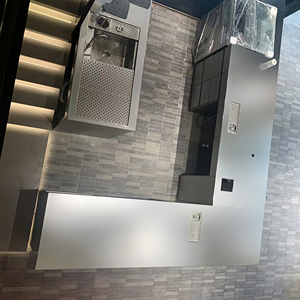 <b>Wall</b>-mounted Corner Bar Counter 201 Stainless Steel Modern Retro Bar <b>Table</b> with Foot Rail for Home Kitchen - Product Image 2