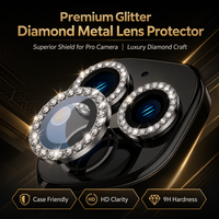 Protection d'objectif de téléphone en verre trempé 9H avec strass et paillettes pour iPhone et Samsung – Vente en gros