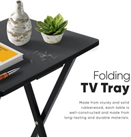 Table basse de salon pas chère, ensemble de 2 pièces, table d'appoint en bois, plateau de service pour le dîner, plateau de service pour la télévision, table pliante noire