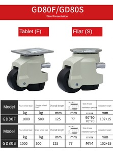 Gd60f 80f 100F xoay tấm gắn điều chỉnh san lấp mặt bằng bánh xe có thể thu vào bánh xe xoay phanh công suất cao Caster - Product Image 3