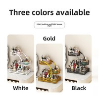 Boîte de rangement cosmétique en métal à double niveau, support de coiffeuse pour rouges à lèvres et produits de soin, pour rangement moderne dans le salon