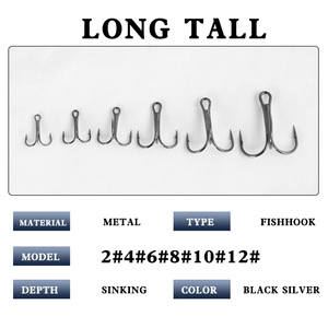Xinyu Fishing Tackle Triple <b>Hook</b> <b>Black</b> Silver 2 4 6 8 10# Lure Fishing <b>Hooks</b> Metal Barbed Anchor <b>Hook</b> For Cross Border Tackle - Product Image 3