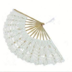 Abanico de encaje bordado a mano, doble capa, plegable, color beige, recuerdos de boda para invitados, manualidades. - Product Image 3