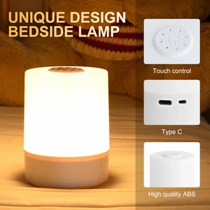 Lampe de chevet tactile pour chambre à coucher, 3 modes d'éclairage, lampe de <span class=keywords><strong>nuit</strong></span> rechargeable, lumière ambiante, lumière douce, lampe de chevet pour enfants, cadeau - Product Image 2