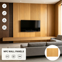 Panneaux de plafond intérieurs durables en WPC, lames à grain de bois, résistants à l'humidité, installation facile pour la décoration moderne de la maison, salon