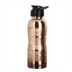 Botella de Agua Deportiva 100% Cobre Puro, Color Cobre Bronce, Tapa Abatible, para Gimnasio, Fitness, Hidratación, Botella con Ranuras, Ayurvédica - Product Image 2