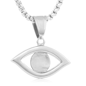 Collier Pendentif Œil en Acier Inoxydable avec Cristal Bleu pour Femme, Design Géométrique, Sertissage Clos, Usage Quotidien 280728 - Product Image 2