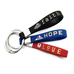 定制教堂基督教钥匙链与圣经经文硅橡胶钥匙链宗教礼物派对优惠